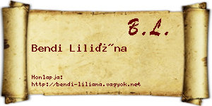 Bendi Liliána névjegykártya